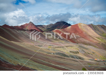 Majestic colorful rainbow mountain vinicunca breathtaking landscape view Majestic colorful rainbow mountain vinicunca breathtaking landscape view 139383608