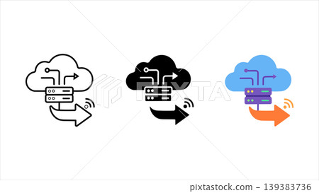 Cloud data transfer icon set outline solid and color vector server upload download routing for web app ui Cloud data transfer icon set outline solid and color vector server upload download routing for web app ui 139383736