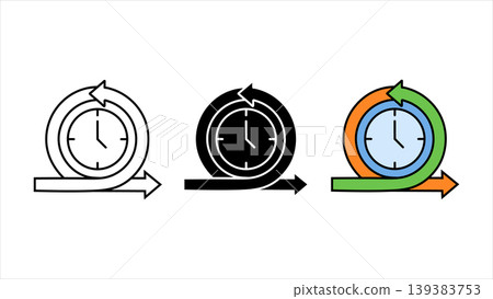 Time refresh icon set outline solid and color vector clock with arrows update reload schedule symbol Time refresh icon set outline solid and color vector clock with arrows update reload schedule symbol 139383753