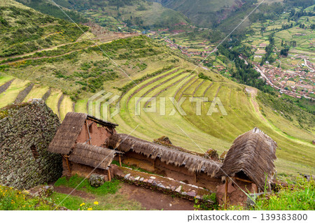 Ancient Inca terraces and ruins at Pisac in the Sacred Valley, Peru Ancient Inca terraces and ruins at Pisac in the Sacred Valley, Peru 139383800