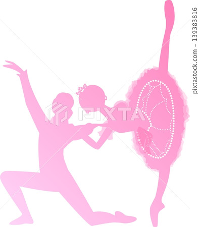 Ballet Pas de Deux: A pink gradient of ballerinas dancing together. Ballet Pas de Deux: A pink gradient of ballerinas dancing together. 139383816