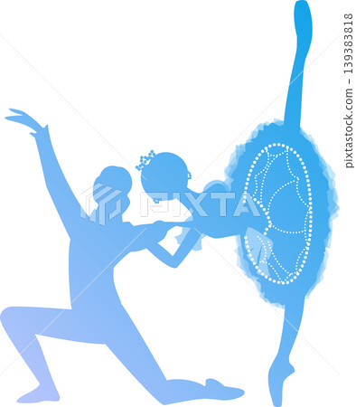 Ballet Pas de Deux: A blue gradient in the dance of two ballerinas. Ballet Pas de Deux: A blue gradient in the dance of two ballerinas. 139383818