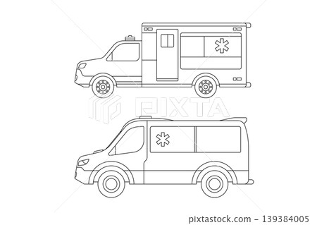 Emergency Medical Vehicle Outline Illustration Emergency Medical Vehicle Outline Illustration 139384005