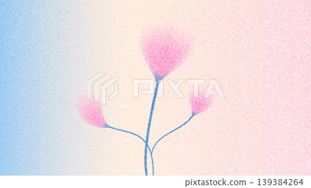 Grain gentle flower bouquet on soft pink blue gradient background. Grainy pink tulip blur with dot noise for spring banner. Pastel floral vector with diffused shadow and neutral beige tones Grain gentle flower bouquet on soft pink blue gradient background. Grainy pink tulip blur with dot noise for spring banner. Pastel floral vector with diffused shadow and neutral beige tones 139384264