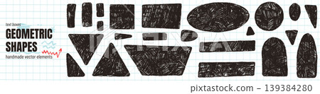 Linocut shape and ink figure with pencil texture for school poster print. Geometric linocut shapes and organic abstract doodle on grid math paper. Vector ink set with hand drawn figure isolated pack Linocut shape and ink figure with pencil texture for school poster print. Geometric linocut shapes and organic abstract doodle on grid math paper. Vector ink set with hand drawn figure isolated pack 139384280