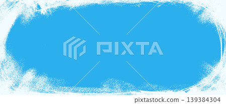 Snowy grunge texture with white oval snow frame on winter blue background. Worn scratch overlay on ice rink with grunge effect for seasonal poster. Round frost vector border in clean cool tone Snowy grunge texture with white oval snow frame on winter blue background. Worn scratch overlay on ice rink with grunge effect for seasonal poster. Round frost vector border in clean cool tone 139384304