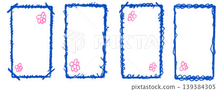 Sharp handmade frame border with grunge scratch rough scallop and quirky curve. Naive sharp crayon frame with text and childish flower accent. Vector hand drawn set for kids and school poster Sharp handmade frame border with grunge scratch rough scallop and quirky curve. Naive sharp crayon frame with text and childish flower accent. Vector hand drawn set for kids and school poster 139384305