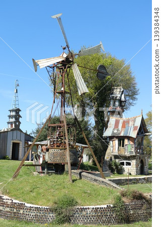 A fairytale landscape with windmills A fairytale landscape with windmills 139384348