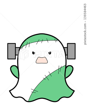 An illustration of a sheet ghost dressed as Frankenstein. An illustration of a sheet ghost dressed as Frankenstein. 139384463
