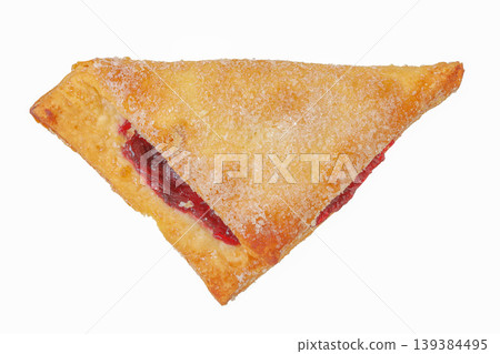 Puff pastry filled with jam isolated on white background. Top view. Flat lay Puff pastry filled with jam isolated on white background. Top view. Flat lay 139384495