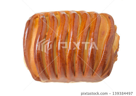 fruit-filled bun isolated on white background. Top view fruit-filled bun isolated on white background. Top view 139384497