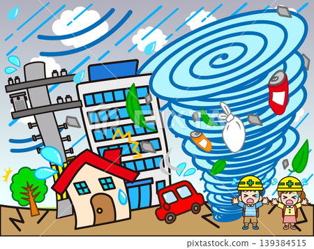 颱風襲擊城市的插畫素材(2) 颱風襲擊城市的插畫素材(2) 139384515