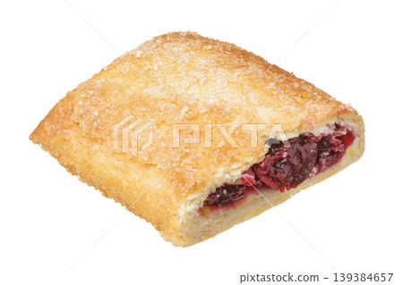 Puff pastry filled with jam isolated on white background. Top view. Flat lay Puff pastry filled with jam isolated on white background. Top view. Flat lay 139384657