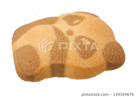 shortbread cookie in the shape of a panda isolated on white background. Top view. Flat lay shortbread cookie in the shape of a panda isolated on white background. Top view. Flat lay 139384676