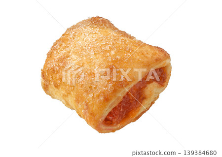 Puff pastry filled with jam isolated on white background Puff pastry filled with jam isolated on white background 139384680