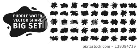 Liquid shapes frames uneven wavy silhouettes set fluid puddles splashes drops stains text background Liquid shapes frames uneven wavy silhouettes set fluid puddles splashes drops stains text background 139384739