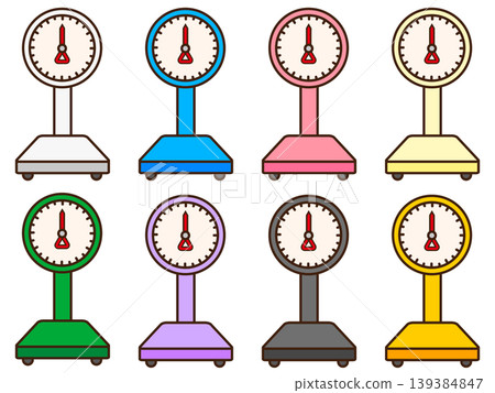 A set of illustrations for a simple weighing scale. A set of illustrations for a simple weighing scale. 139384847