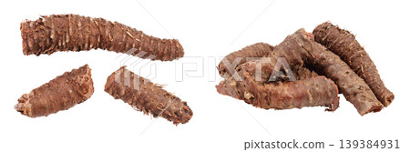 Rhodiola rosea root isolated on white background. Top view. Flat lay. Rhodiola rosea root isolated on white background. Top view. Flat lay. 139384931