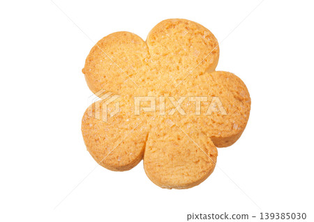 shortbread cookie isolated on white background. Top view. Flat lay shortbread cookie isolated on white background. Top view. Flat lay 139385030