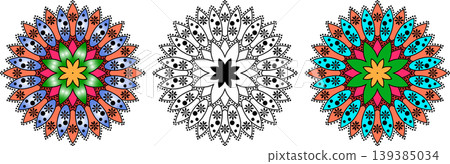 Ornamental round lace in color. Ornamental round lace in color. 139385034
