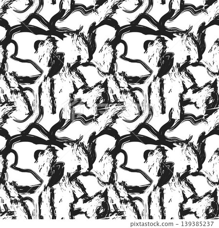 Black And White Abstract Brush Stroke Textured Seamless Pattern Design For Fashion Textiles and Homeware Black And White Abstract Brush Stroke Textured Seamless Pattern Design For Fashion Textiles and Homeware 139385237