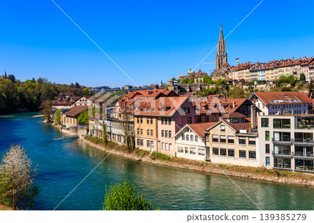 View of the Aare river and old town of Bern in Switzerland View of the Aare river and old town of Bern in Switzerland 139385279