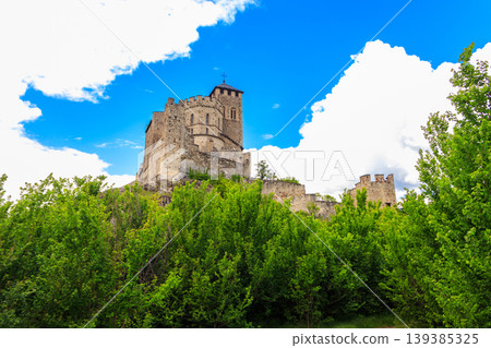 View of Valere Basilica in Sion, Switzerland View of Valere Basilica in Sion, Switzerland 139385325