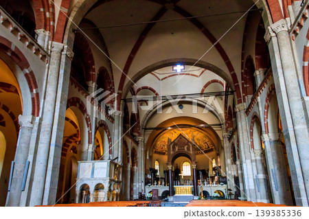 Interior of Basilica of Sant'Ambrogio in Milan, Italy Interior of Basilica of Sant'Ambrogio in Milan, Italy 139385336
