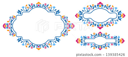 Elegant Frames With Floral Motifs And Swirls Elegant Frames With Floral Motifs And Swirls 139385426