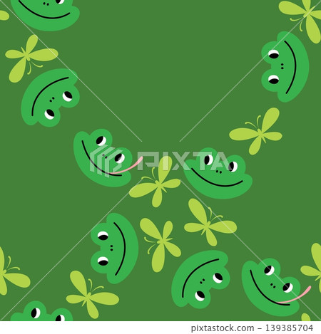 Vector seamless pattern with funny frogs and butterflies Vector seamless pattern with funny frogs and butterflies 139385704