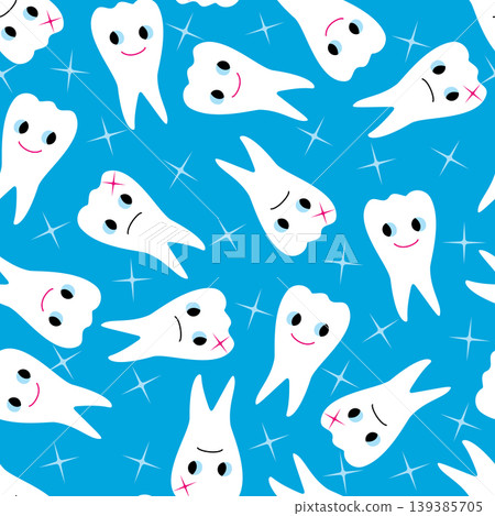 Vector seamless pattern with healthy and sick teeth on a blue background Vector seamless pattern with healthy and sick teeth on a blue background 139385705