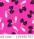 Vector seamless pattern with cherries and skulls instead of berries 139385707