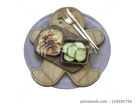 a rich ham and cheese toastie featuring perfectly charred peaks and molten cheese. It is paired with Emerald radish rounds provide a vibrant, crisp counterpoint, This playful yet elegant presentation a rich ham and cheese toastie featuring perfectly charred peaks and molten cheese. It is paired with Emerald radish rounds provide a vibrant, crisp counterpoint, This playful yet elegant presentation 139385756