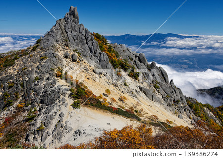 A view of the Houou Sanzan mountain range, Jizodake, and the Okuchichibu mountain range from Akanukizawa-no-atama in the Southern Alps. A view of the Houou Sanzan mountain range, Jizodake, and the Okuchichibu mountain range from Akanukizawa-no-atama in the Southern Alps. 139386274