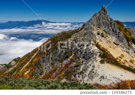 從南阿爾卑斯山赤貫澤之魂眺望鳳凰三山、地藏岳和八岳。 從南阿爾卑斯山赤貫澤之魂眺望鳳凰三山、地藏岳和八岳。 139386275