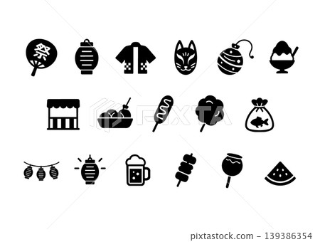 Simple summer festival icon set Simple summer festival icon set 139386354