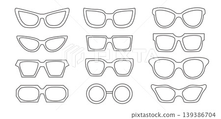 Black outline sunglasses set Vector elements 139386704