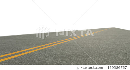 3d rendering Asphalt road perspective showing double yellow lines isolated 3d rendering Asphalt road perspective showing double yellow lines isolated 139386767