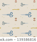 seamless minimal cute sewing tools repeat pattern background, flat jpg illustration graphic design 139386816