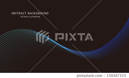 Abstract background of a futuristic wave composed of dots (particles, gradient, black background) Abstract background of a futuristic wave composed of dots (particles, gradient, black background) 139387333