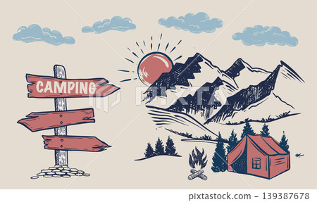 mountain, sketch, vector 139387678