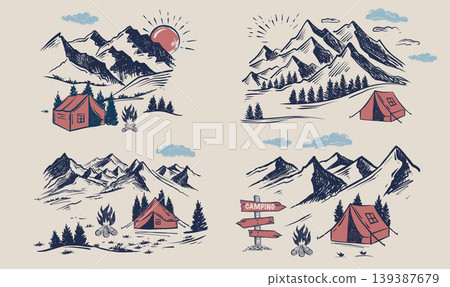 tent, mountain, vector 139387679
