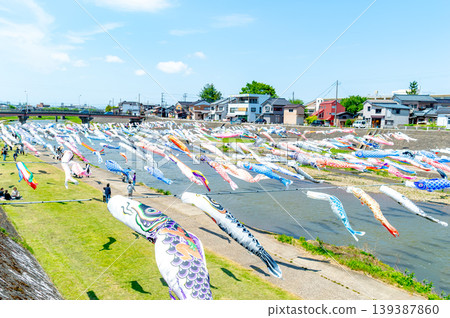 Carp streamers in Kamogawa Carp streamers in Kamogawa 139387860