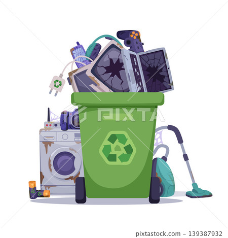 Recycling old equipment. conceptual illustration with old notebooks computers smartphones Recycling old equipment. conceptual illustration with old notebooks computers smartphones 139387932