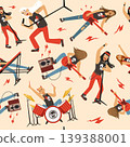 Rock band. musician seamless pattern template with characters of rock band 139388001