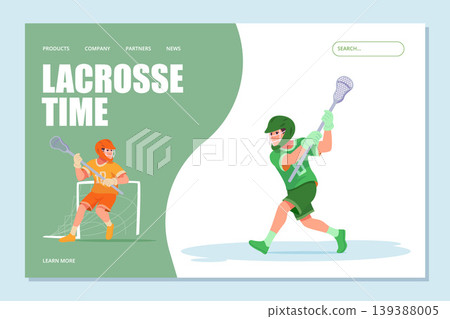Lacrosse. landing page for lacrosse team. vector web page design template Lacrosse. landing page for lacrosse team. vector web page design template 139388005