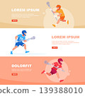Lacrosse. horizontal banners with lacrosse players. vector template 139388010