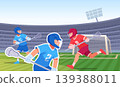 Lacrosse. college sport players playing lacrosse active game on field 139388011