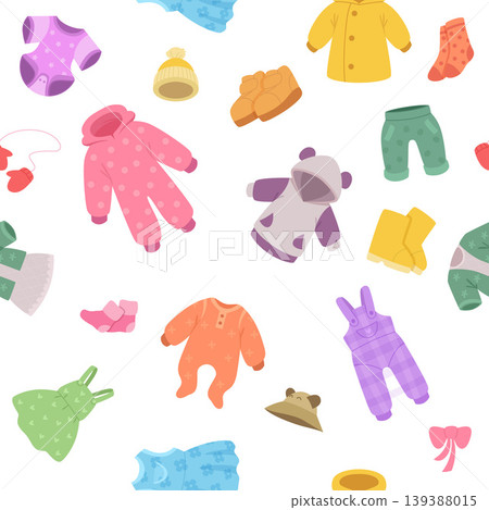 Baby clothes. seamless pattern of new born kids clothes Baby clothes. seamless pattern of new born kids clothes 139388015