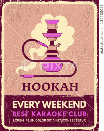 Hookah. relax time with hookah smoking. vector poster template Hookah. relax time with hookah smoking. vector poster template 139388038